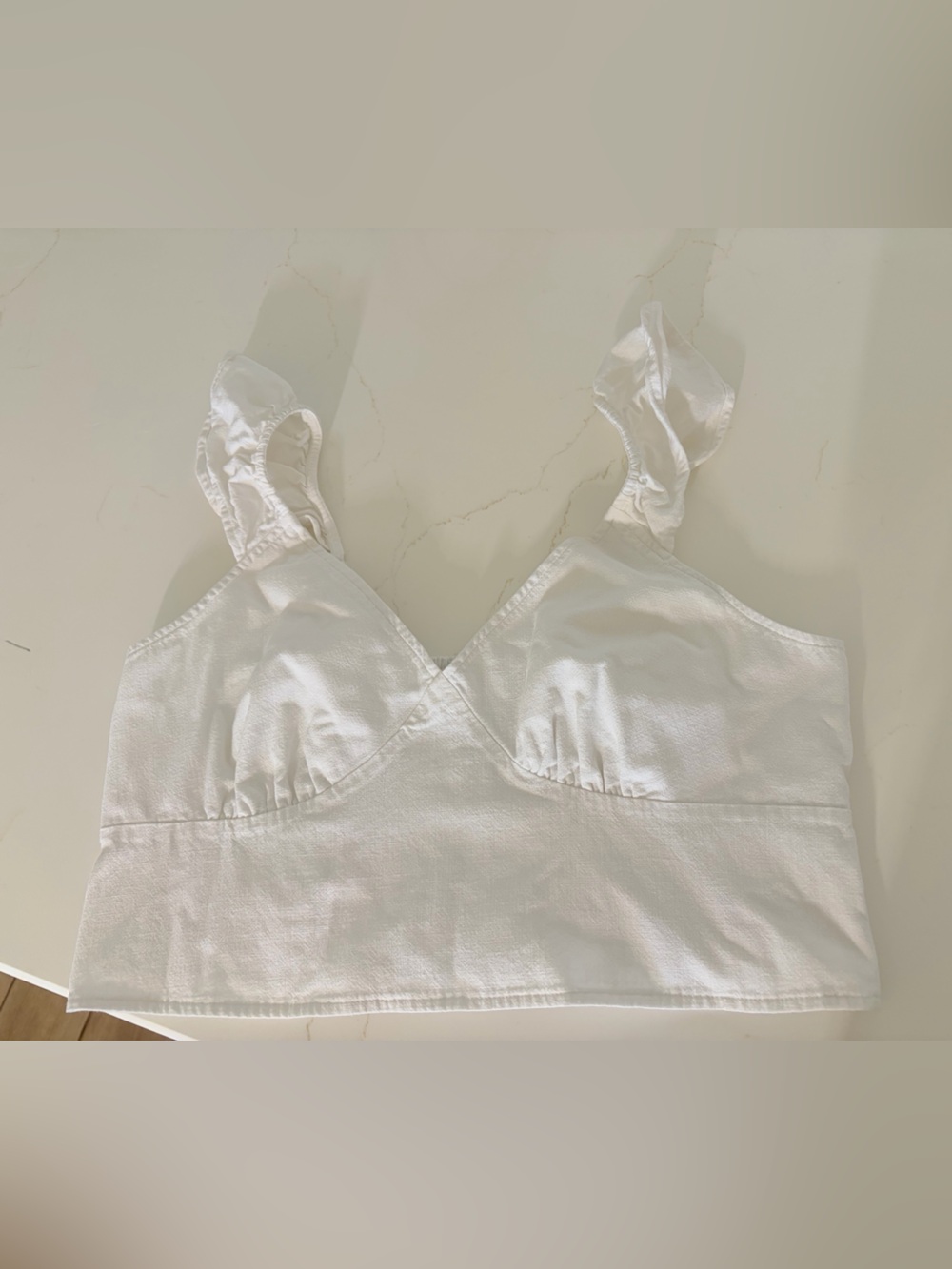 a new day White Ruffle-Strap Cropped Tank Top